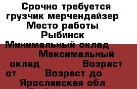 Срочно требуется грузчик-мерчендайзер › Место работы ­ Рыбинск › Минимальный оклад ­ 17 000 › Максимальный оклад ­ 18 000 › Возраст от ­ 18 › Возраст до ­ 40 - Ярославская обл., Рыбинский р-н, Рыбинск г. Работа » Вакансии   . Ярославская обл.